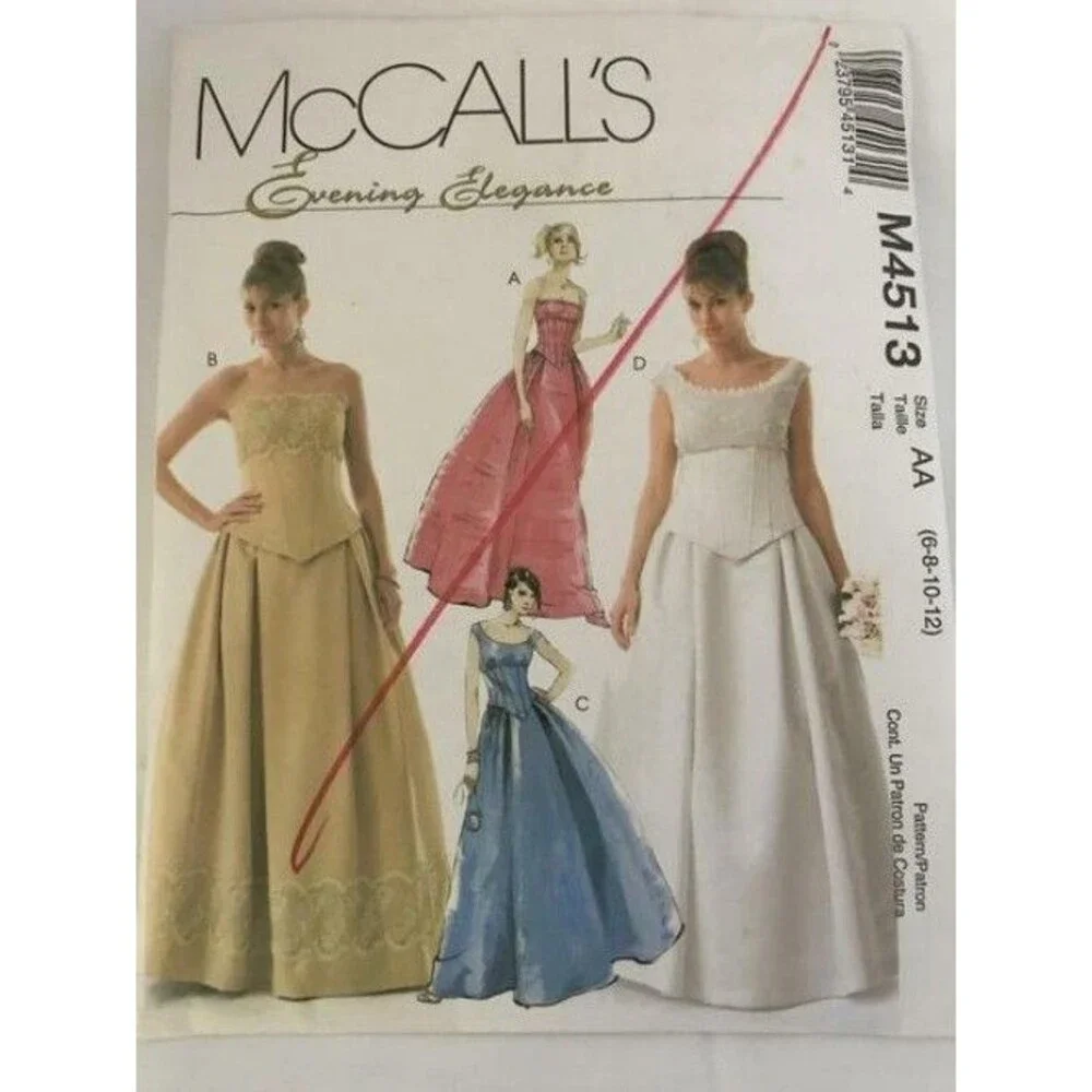 #M4513 McCalls formal evening dress sewing pattern 6-12